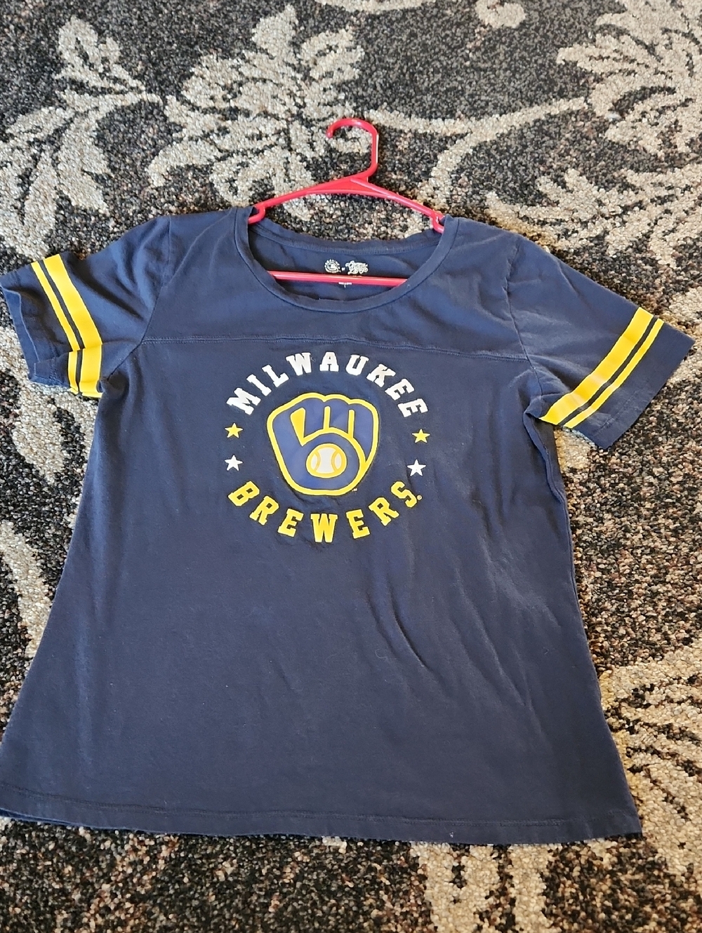 Milwaukee Brewers Navy Short Sleeve Tee with Yellow Logo